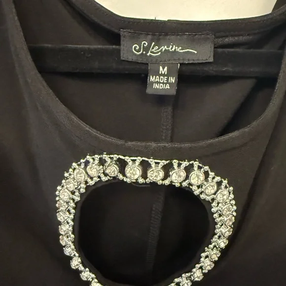 Black Dress with Rhinestone Cutouts 3/4 sleeves Size Medium - Picture 3 of 9